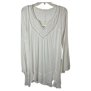 L*Space White Embroidered Boho Tunic Women’s S Viscose Top Resort Beachy Chic